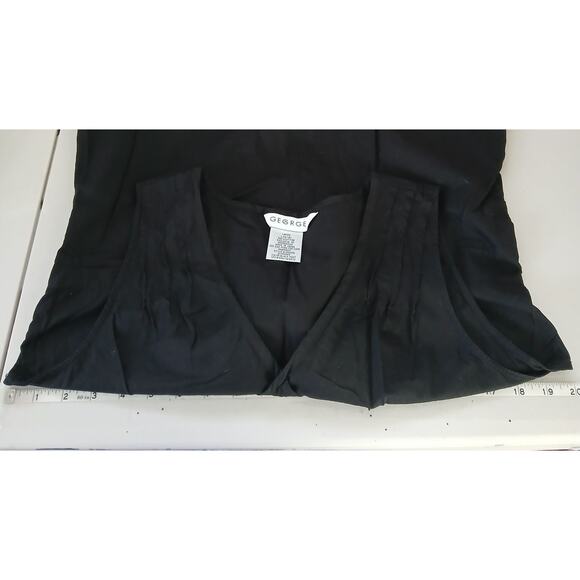 Vintage George Black Cotton Floral Embroidered Babydoll Top Womens LG Y2K Boho - Picture 6 of 8